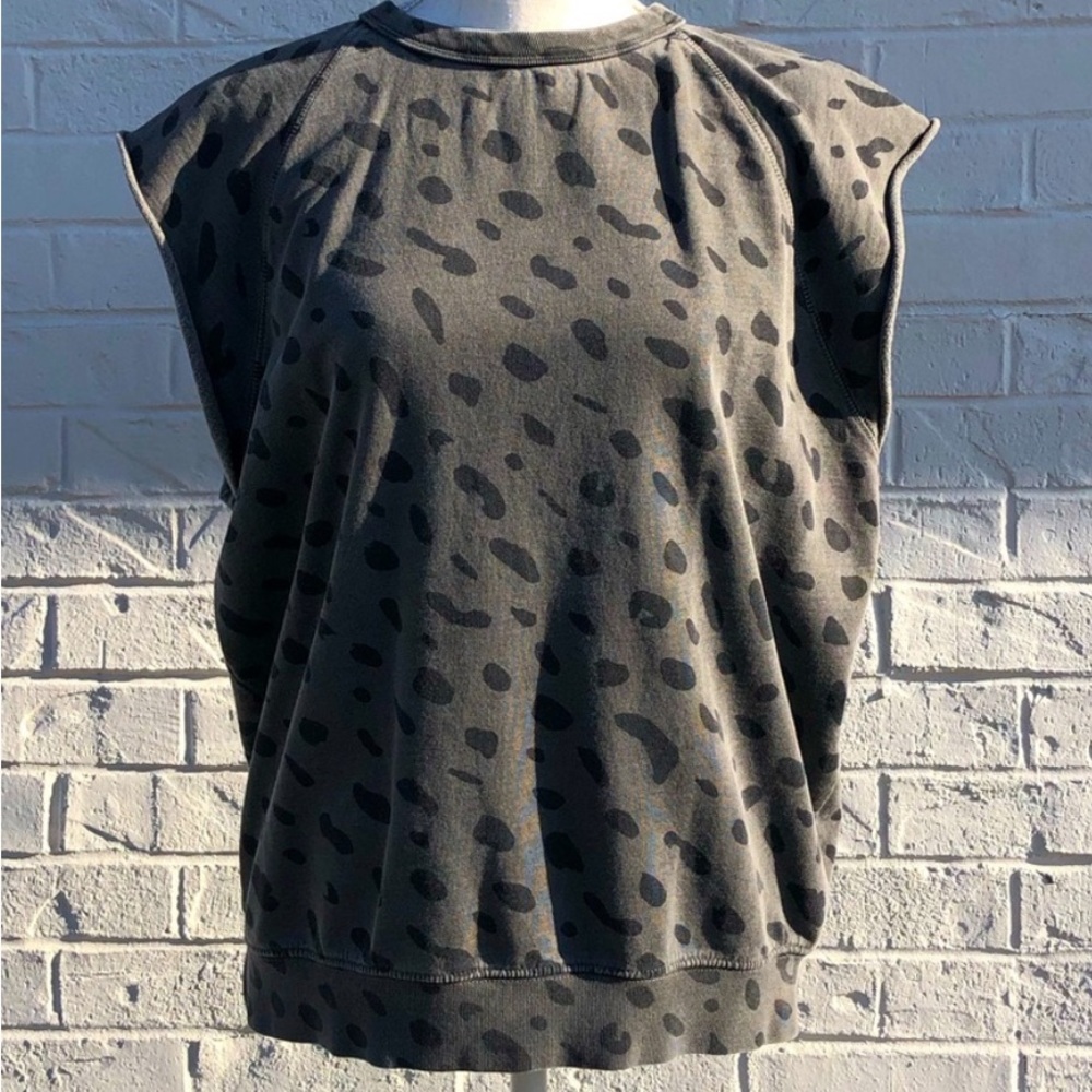 Clare V Leopard Print Sleeveless Sweatshirt - size L